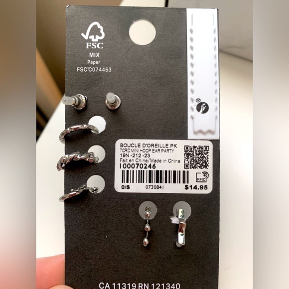 NWT Mixed Set of Silver Earrings from Garage & 3 Pairs of Silver Hoop Earrings - Picture 5 of 5